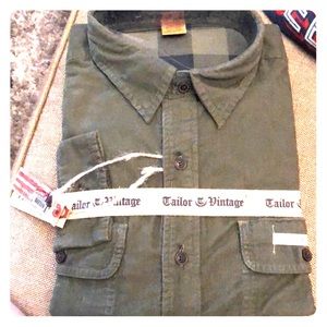 Tailor vintage reversible cord/plaid button shirt